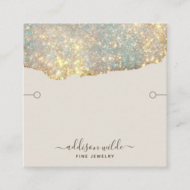 Holographic Modern Glam Glitter Bracelet Display Square Business Card (Front)