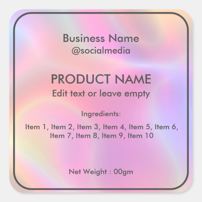 Holographic Modern Ingredients Product Label (Front)
