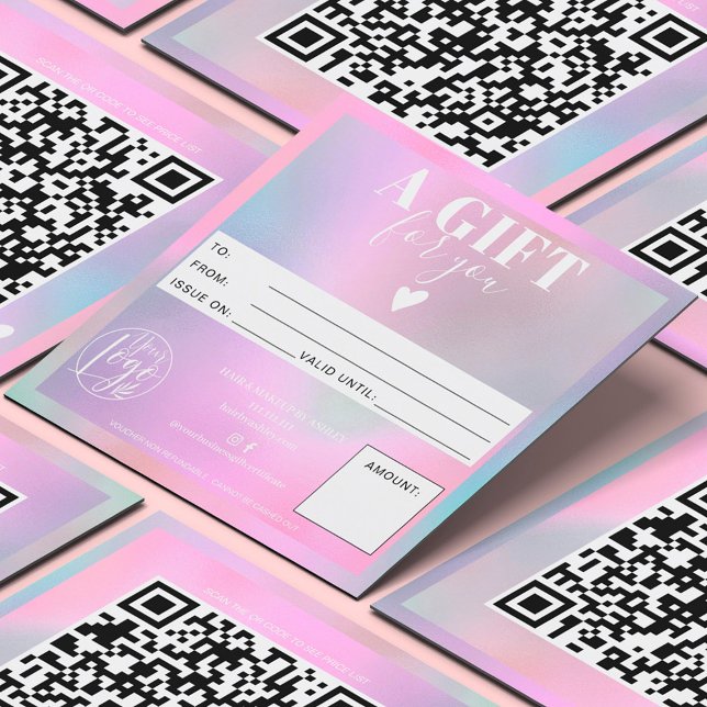Holographic modern square gift certificate logo (Creator Uploaded)