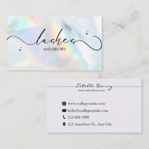 Holographic Modern Typography Lashes Business Card