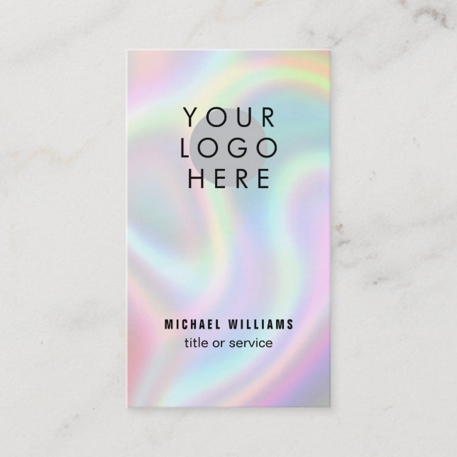 Holographic Modern Your Logo Social Media Icons Business Card (Front)