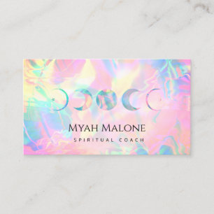 Holographic Moon Phase Yoga Spiritual Coach Business Card