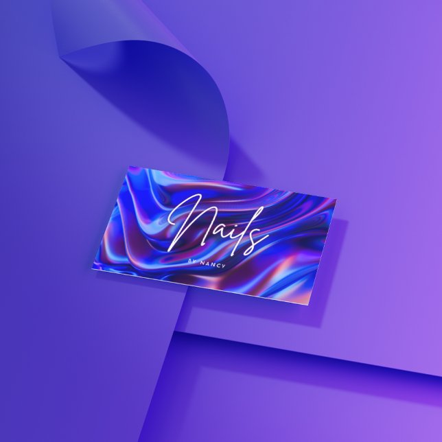 holographic Nail Artist Nail Tech Business Card (Creator Uploaded)
