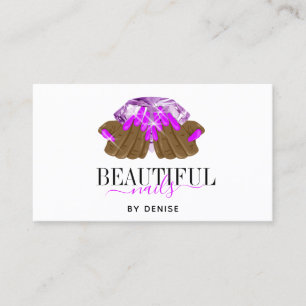 holographic nail salon woman hand nails technician business card