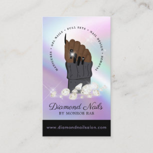 Holographic Nail Tech Nail Salon Trendy Hand Logo Business Card