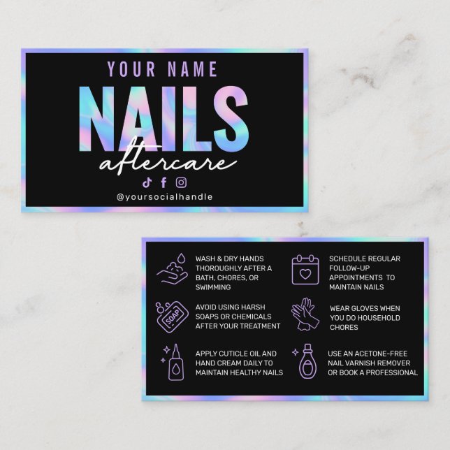 Holographic Nails Aftercare Card (Front/Back)