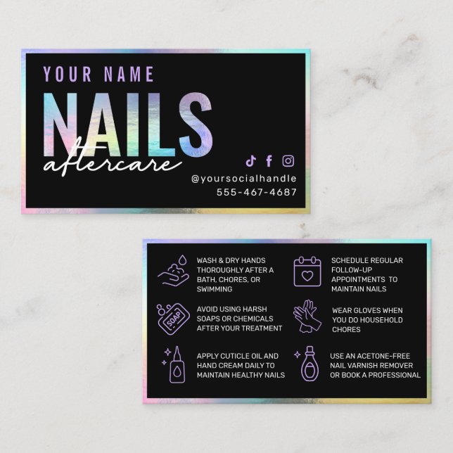 Holographic Nails Aftercare Card (Front/Back)