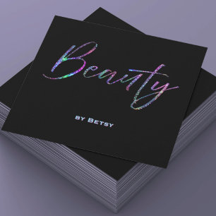 Holographic Neon Glitter Beauty Business Card