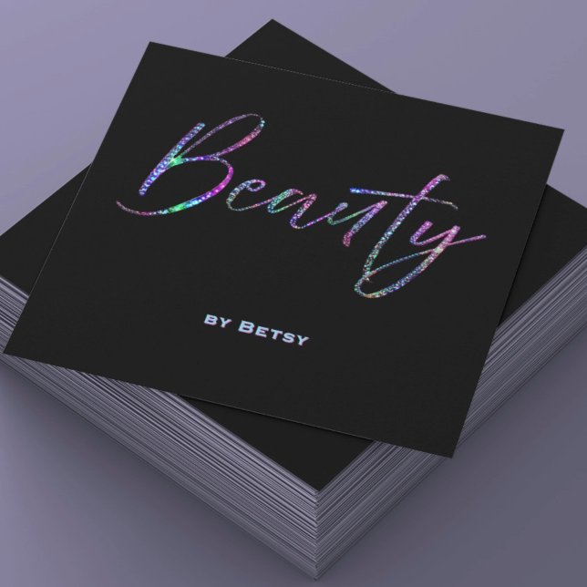 Holographic Neon Glitter Beauty Business Card (Creator Uploaded)