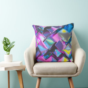 Holographic Neon Glow Aesthetic  Cushion