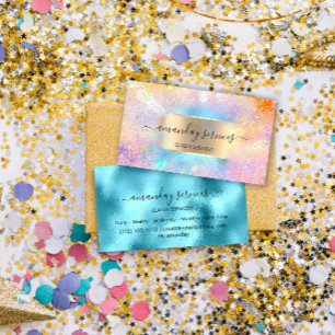 Holographic Ocean Gold Confetti Boutique Shop Business Card