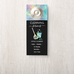 holographic Office Cleaning Service Door Hanger