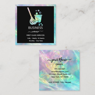 Holographic OFFICE Cleaning Service Square Business Card
