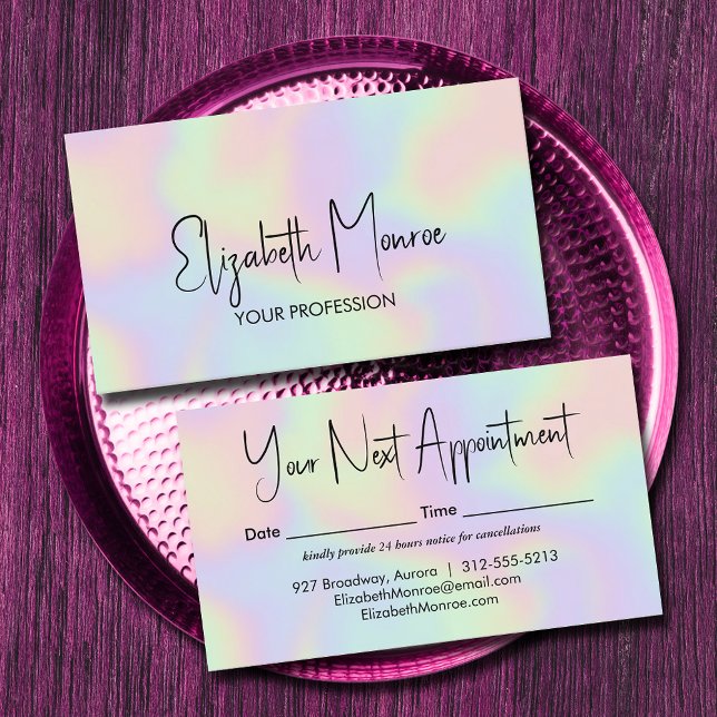 Holographic Opal Gemstone Appointment Card (*BEST TO USE Standard Semi-Gloss paper we selected for best results with holographic illustration)