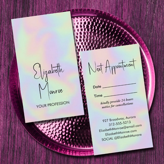 Holographic Opal Gemstone Appointment Card (*BEST TO USE Standard Semi-Gloss paper we selected for best results with holographic illustration)