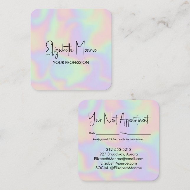 Holographic Opal Gemstone Appointment Card (Front/Back)
