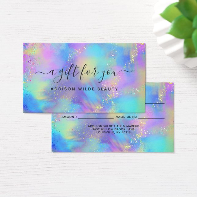 Holographic Opal Iridescent Business Gift Card (Desk)