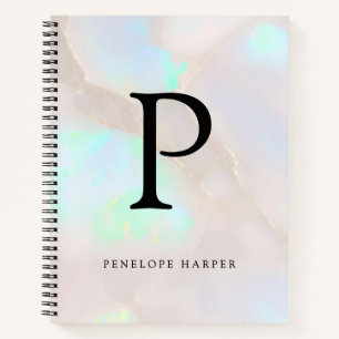 Holographic Opal Iridescent Monogram Chic Notebook