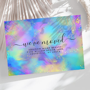Holographic Opal Iridescent Moving Announcement Postcard