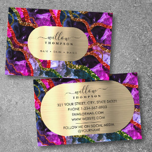 Holographic Opal Purple Geode Agate Business Card