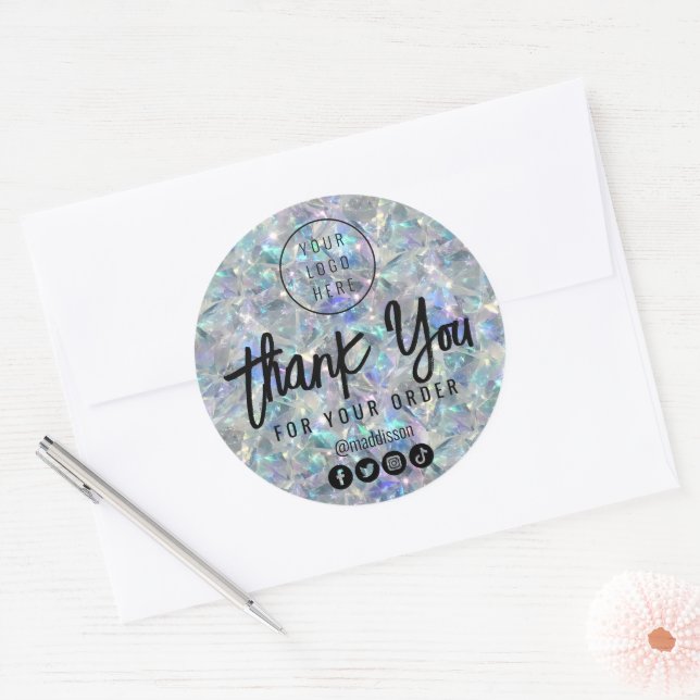 Holographic Opal Stone Background Classic Round Sticker (Envelope)