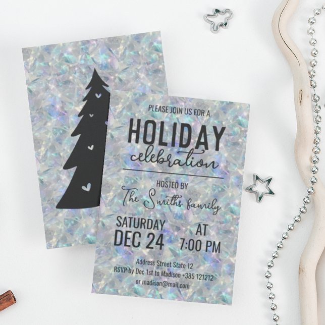 Holographic Opal Stone Background Holiday Party Invitation (Creator Uploaded)