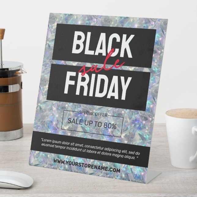 Holographic Opal Stone Background Sale  Pedestal Sign (In SItu)