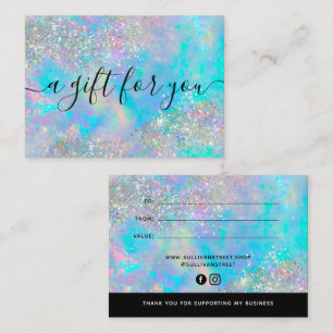 Holographic Opal Stone Glitter Gift Certificate  Card