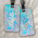 Holographic Opal Stone Glitter Luggage Tag<br><div class="desc">Level up your luggage with this gorgeous personalised luggage tag</div>