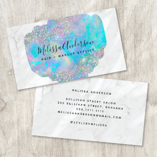 Holographic Opal Stone Glitter Marble Business Card