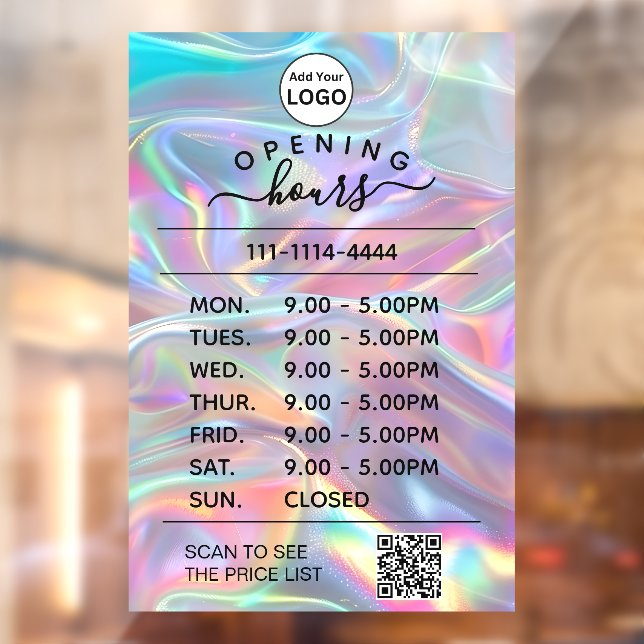 Holographic opening hours logo and qr code (Sheet 2)