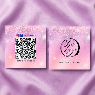 Holographic Pastel Brand Card with QR Code