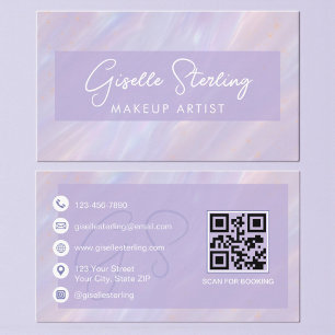 Holographic Pastel Makeup Artist Professiona Business Card