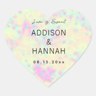 Holographic Pastel Wedding Heart Sticker