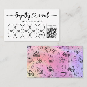 Holographic Pastries Bakery Coffee Shop QR Code Loyalty Card