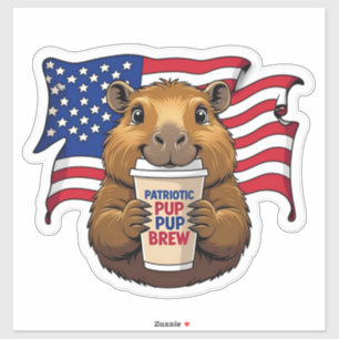 Holographic Patriotic Capybara Sticker