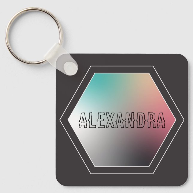Holographic Personalised Pastel Gradient Key Ring (Front)