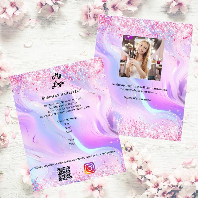 Holographic photo qr code instagram business logo flyer (Creator Uploaded)