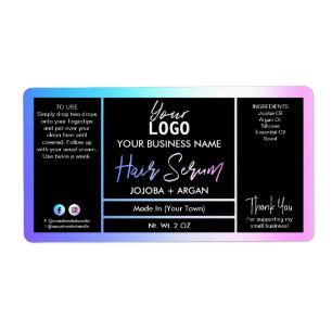 Holographic Pink And Blue Hair Serum Labels