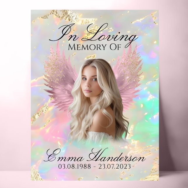 Holographic Pink Angel Wings Memorial Sign (Creator Uploaded)