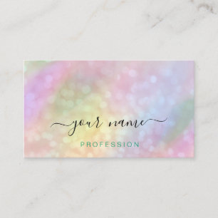 Holographic Pink Blue Colourful  Makeup Artist Business Card