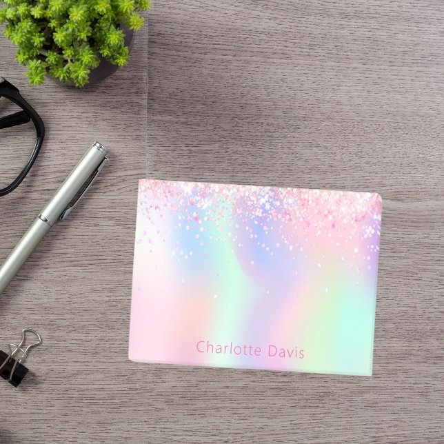 Holographic pink purple confetti name post-it notes (Creator Uploaded)