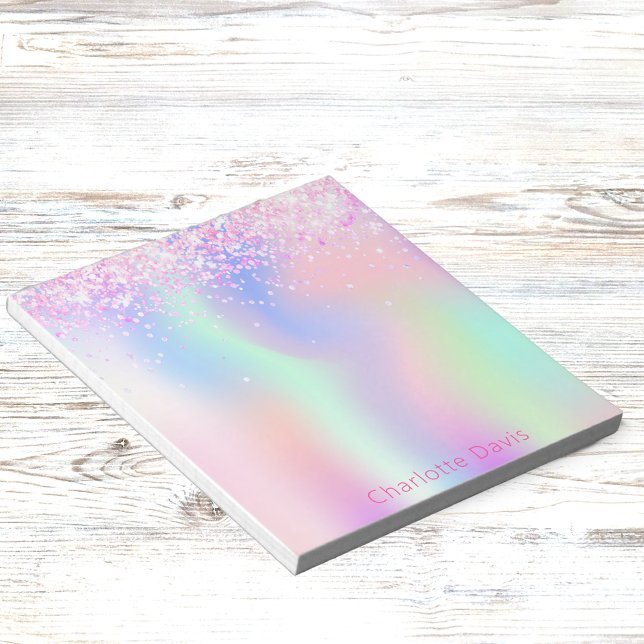 Holographic pink purple glitter name notepad (Creator Uploaded)