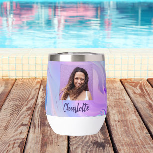 Holographic pink purple photo name