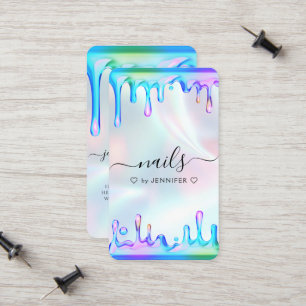 Holographic Polish Drips Nails Beauty Calling Card