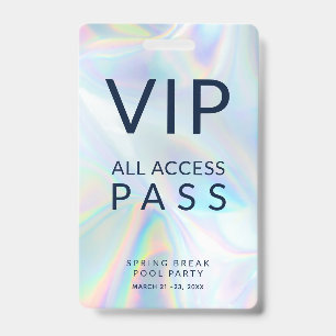 Holographic Pool Party VIP All Access Pass Event ID Badge