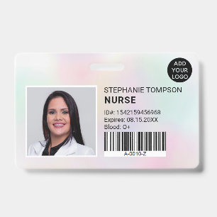 Holographic professional nurse photo logo code ID badge