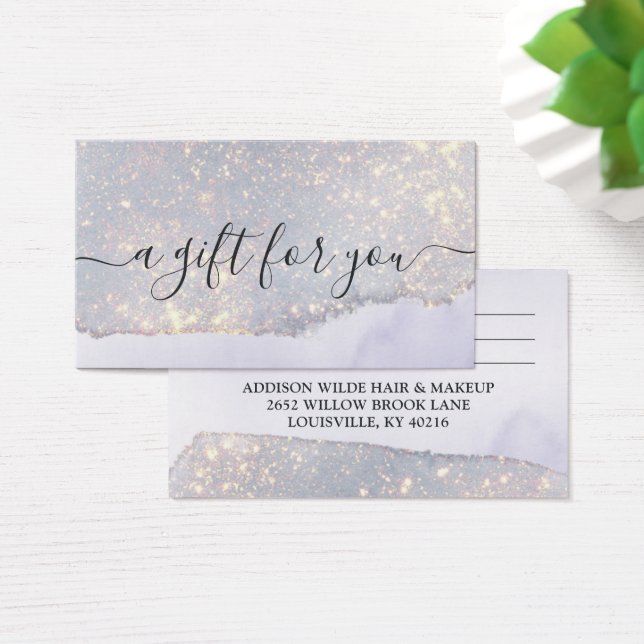 Holographic Purple Glitter Luxe Glitter Gift Card (Desk)
