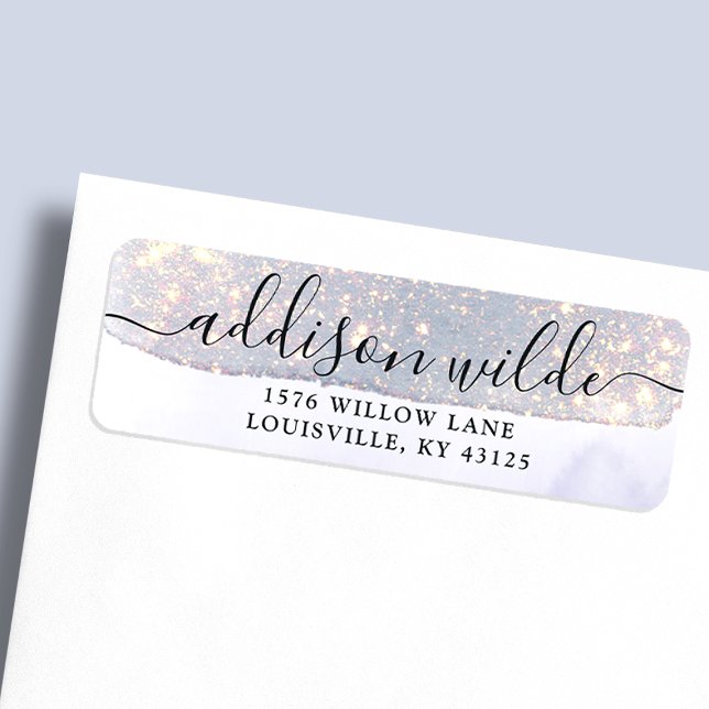 Holographic Purple Glitter Luxury Return Address (Creator Uploaded)