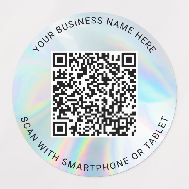Holographic QR Code Business Name Custom (Design 1)